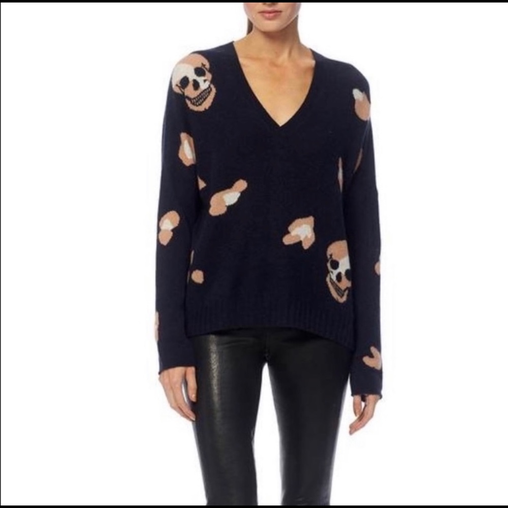 Skull Cashmere skull V-neck cashmere sweater
